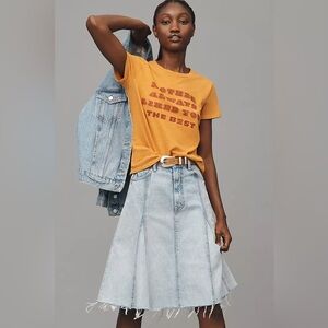 MOTHER SUPERIOR The Half Swing Fray Denim Midi Skirt Size 31